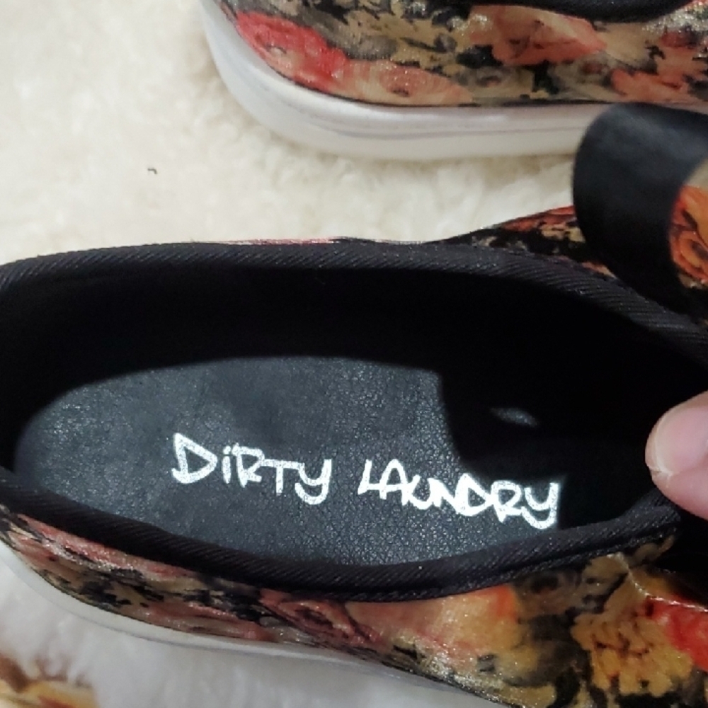 Dirty Laundry Orange and Black Sneakers Floral Pattern - Picture 2 of 9
